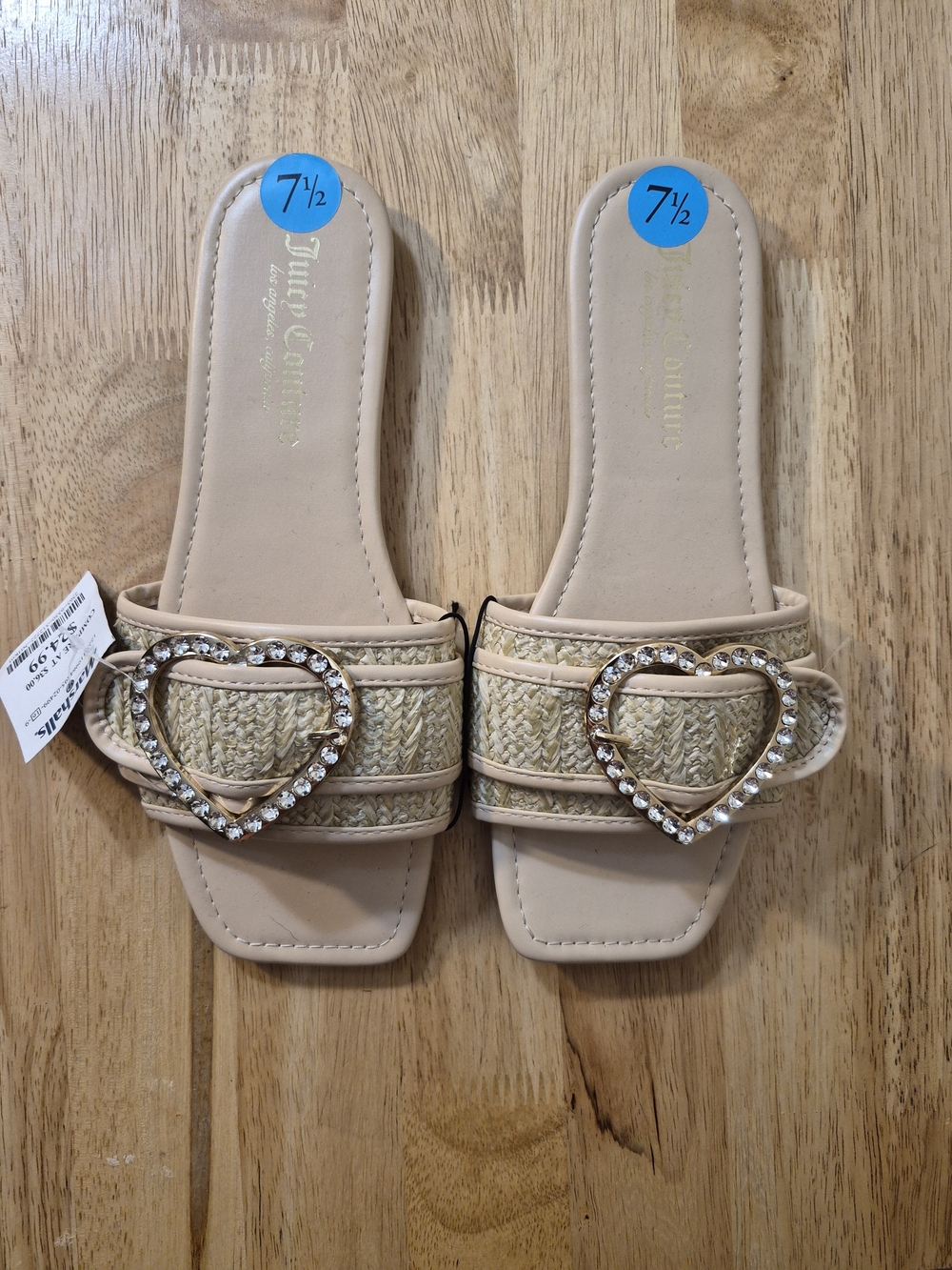 Juicy Couture Nude Sandals with Heart Buckles